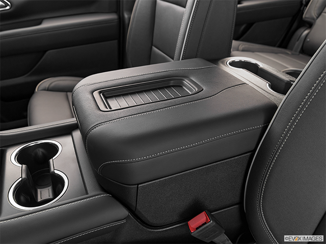 2023 Chevrolet Tahoe | Front center console with closed lid, from driver’s side looking down