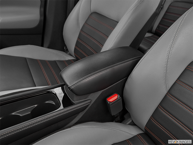 2023 Nissan Kicks | Front center console with closed lid, from driver’s side looking down