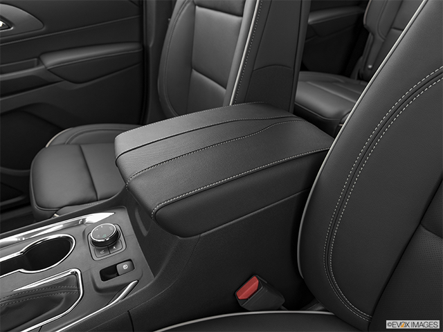 2023 Chevrolet Traverse | Front center console with closed lid, from driver’s side looking down