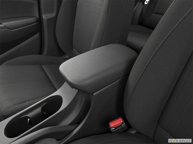 2023 Hyundai Kona | Front center console with closed lid, from driver’s side looking down