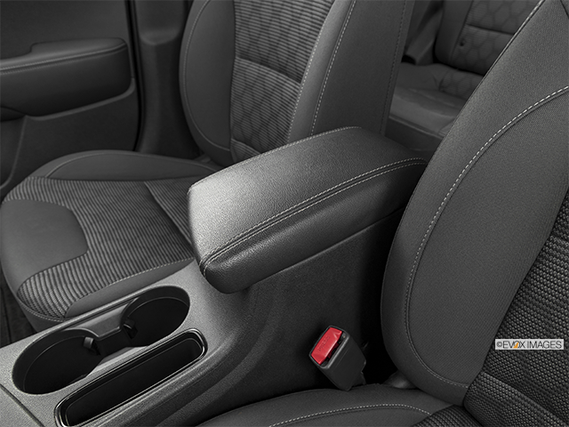 2022 Kia Niro | Front center console with closed lid, from driver’s side looking down