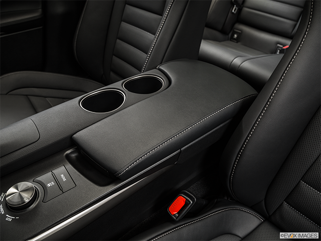 2015 Lexus IS 250 | Front center console with closed lid, from driver’s side looking down
