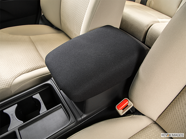 2015 Honda CR-V | Front center console with closed lid, from driver’s side looking down