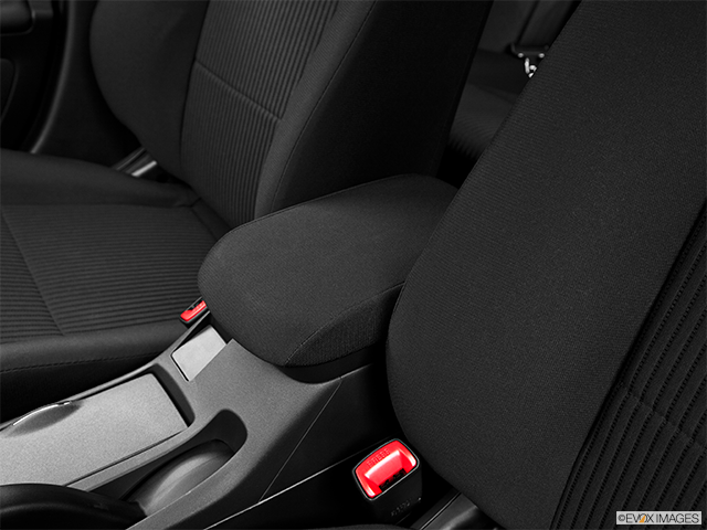 2017 Mitsubishi Lancer Sportback | Front center console with closed lid, from driver’s side looking down