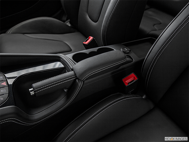 2015 Audi TTS | Front center console with closed lid, from driver’s side looking down