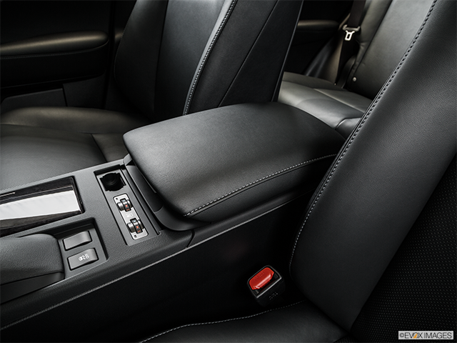 2015 Lexus RX 350 | Front center console with closed lid, from driver’s side looking down