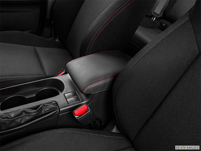 2015 Subaru WRX | Front center console with closed lid, from driver’s side looking down