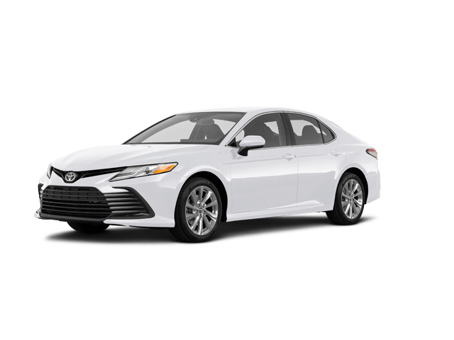 2024 Toyota Camry LE, front three-quarter view, paint 1 of 7