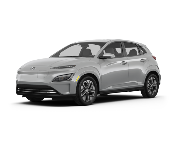2022 Hyundai Kona Electric SEL, front three-quarter view, paint 1 of 8