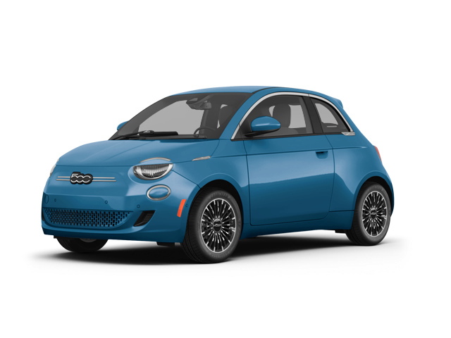 2025 FIAT 500E Icona, front three-quarter view, paint 1 of 8