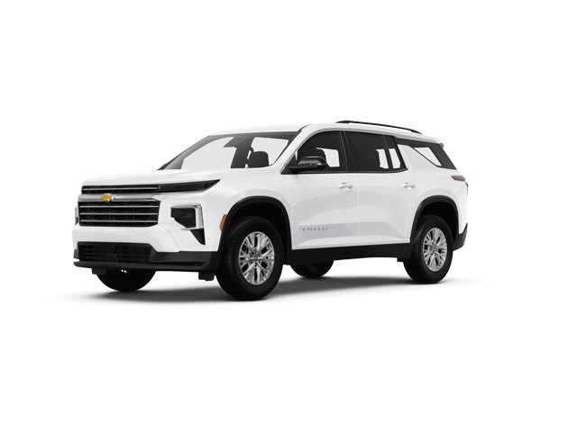 2025 Chevrolet Traverse LT, front three-quarter view, paint 1 of 6