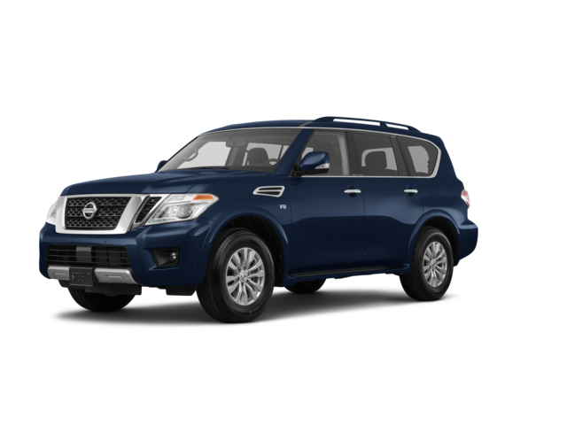 2017 Nissan Armada SV, front three-quarter view, paint 1 of 7