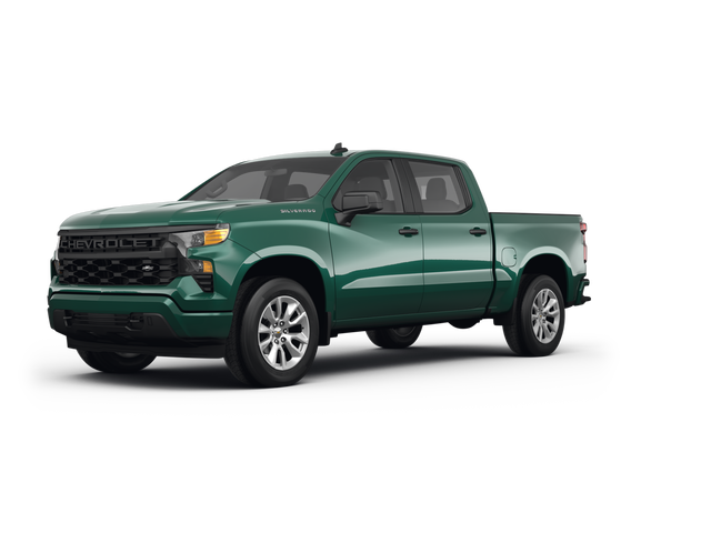 2024 Chevrolet Silverado 1500 Custom, front three-quarter view, paint 1 of 8