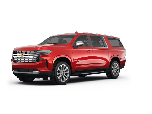 2024 Chevrolet Suburban Premier, front three-quarter view, paint 1 of 8