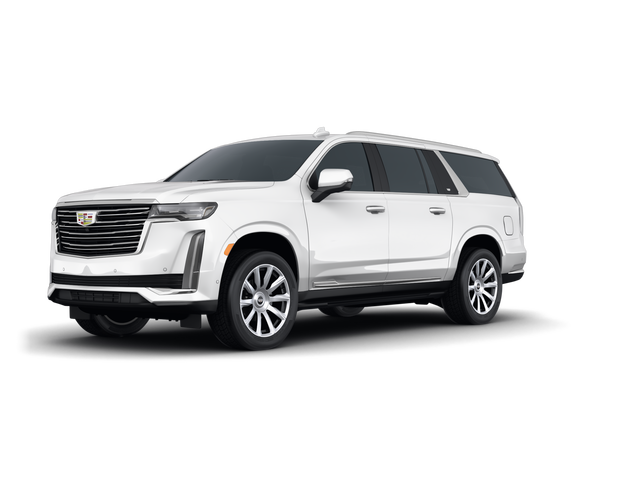 2021 Cadillac Escalade ESV Premium Luxury Platinum, front three-quarter view, paint 1 of 8