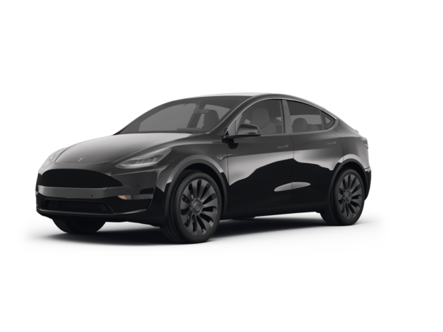 2023 Tesla Model Y Performance, front three-quarter view, paint 1 of 5