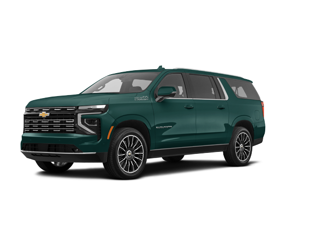 2025 Chevrolet Suburban LT, front three-quarter view, paint 1 of 8