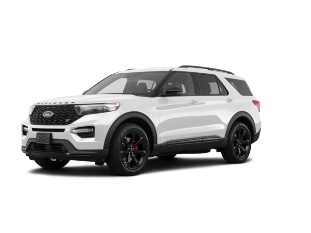 2020 Ford Explorer ST, front three-quarter view, paint 1 of 8
