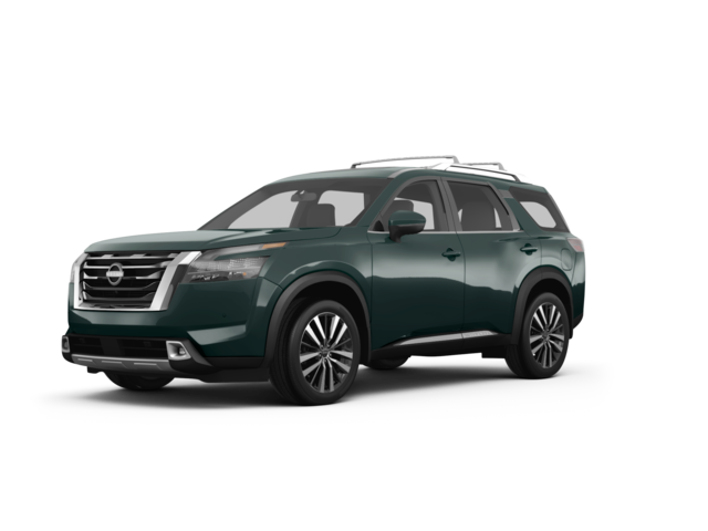 2023 Nissan Pathfinder Platinum, front three-quarter view, paint 1 of 8