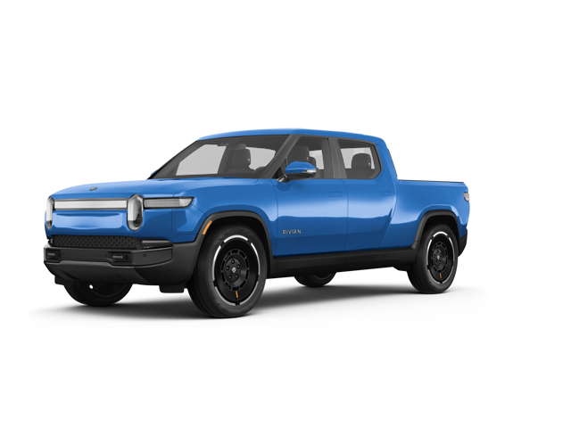 2026 Rivian R1T Tri, front three-quarter view, paint 1 of 8