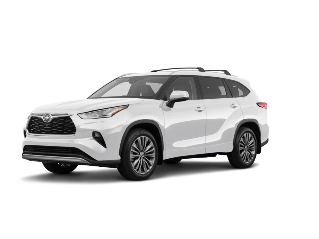 2022 Toyota Highlander Platinum, front three-quarter view, paint 1 of 8