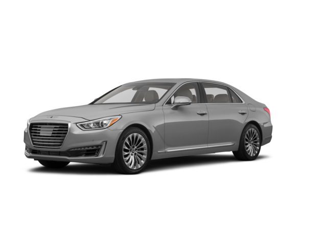 2018 Genesis G90 Premium, front three-quarter view, paint 1 of 7