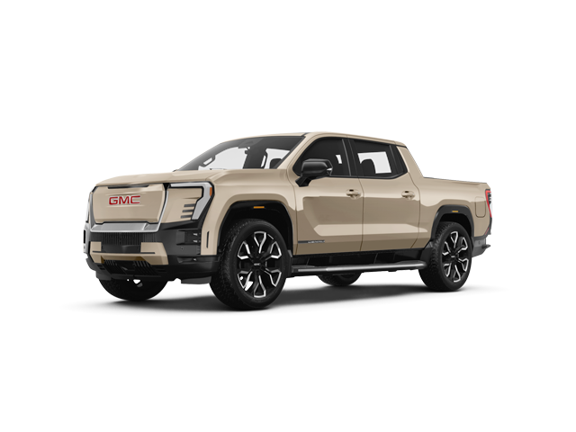 2026 GMC Sierra EV Denali Standard Range, front three-quarter view, paint 1 of 8