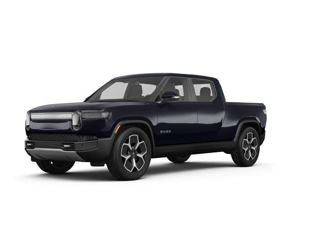 2024 Rivian R1T Adventure, front three-quarter view, paint 1 of 8