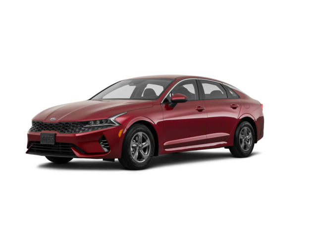 2021 Kia K5 LXS, front three-quarter view, paint 1 of 8