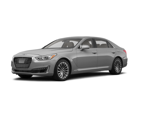 2019 Genesis G90 Premium, front three-quarter view, paint 1 of 7