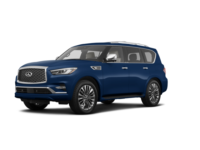 2021 INFINITI QX80 SENSORY, front three-quarter view, paint 1 of 8