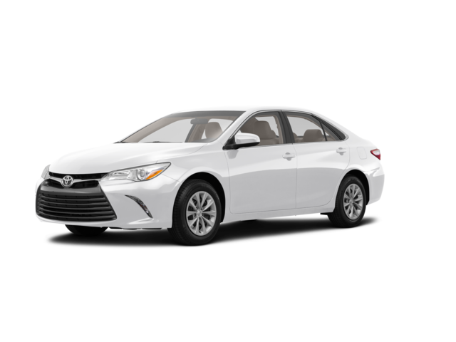2015 Toyota Camry LE, front three-quarter view, paint 1 of 8