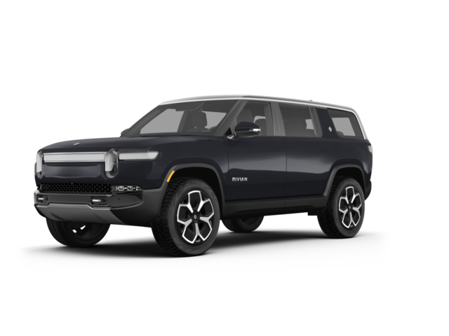 2024 Rivian R1S Adventure, front three-quarter view, paint 1 of 8