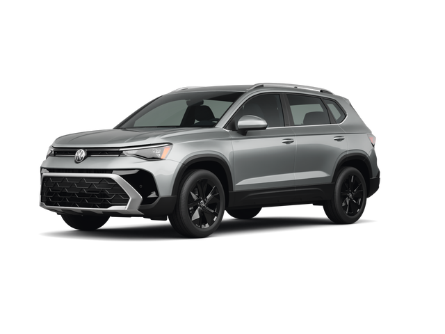 2025 Volkswagen Taos SE, front three-quarter view, paint 1 of 8