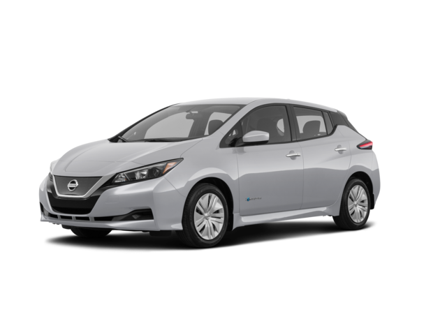 2019 Nissan Leaf S, front three-quarter view, paint 1 of 8