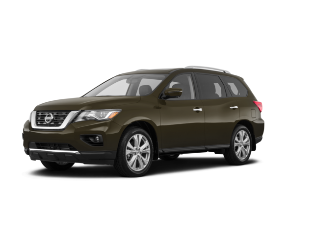 2018 Nissan Pathfinder Platinum, front three-quarter view, paint 1 of 8