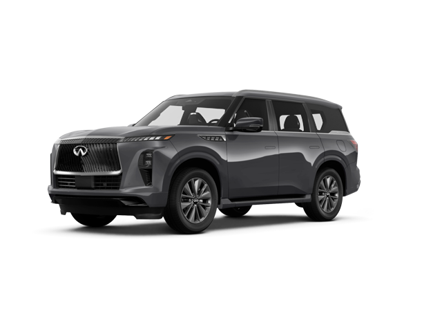 2025 INFINITI QX80 PURE, front three-quarter view, paint 1 of 4