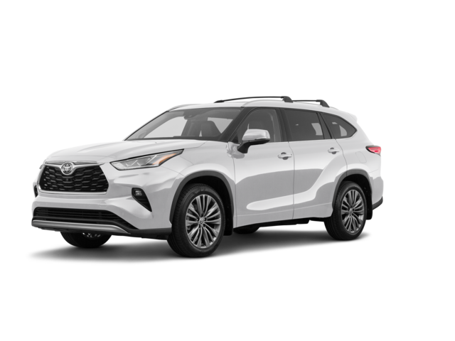 2020 Toyota Highlander Platinum, front three-quarter view, paint 1 of 8