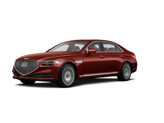 2020 Genesis G90 3.3T Premium, front three-quarter view, paint 1 of 8