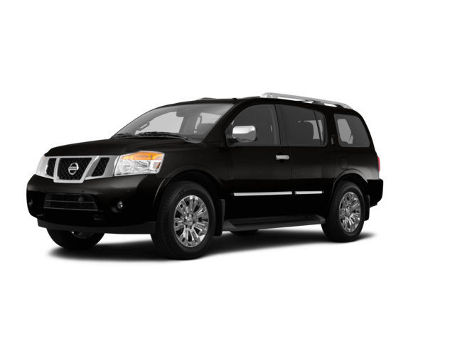 2015 Nissan Armada Platinum, front three-quarter view, paint 1 of 8