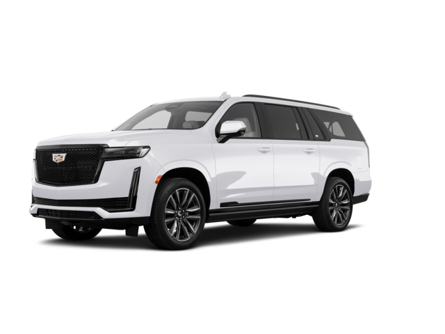 2022 Cadillac Escalade ESV Premium Luxury Platinum, front three-quarter view, paint 1 of 8