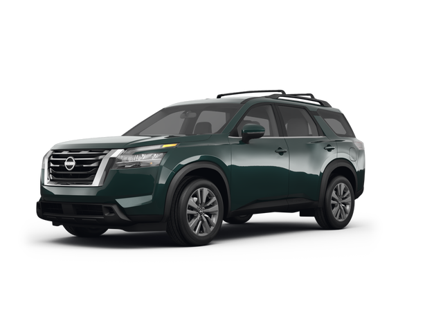 2023 Nissan Pathfinder SV, front three-quarter view, paint 1 of 8