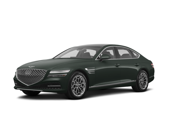 2021 Genesis G80 2.5T, front three-quarter view, paint 1 of 8