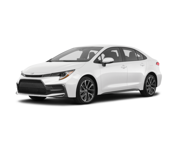 2021 Toyota Corolla LE, front three-quarter view, paint 1 of 8