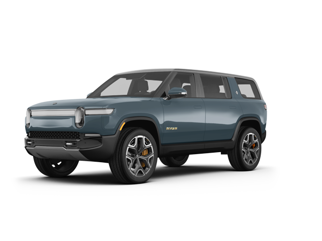 2025 Rivian R1S Dual Standard, front three-quarter view, paint 1 of 8