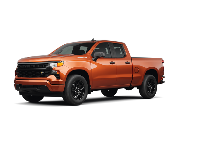 2025 Chevrolet Silverado 1500 Custom, front three-quarter view, paint 1 of 8