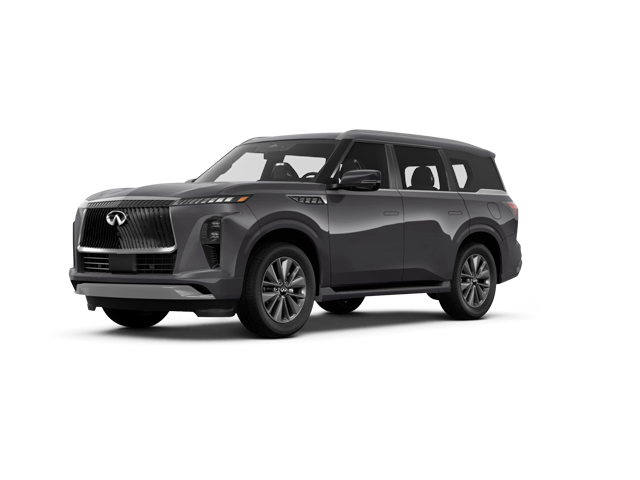 2026 INFINITI QX80 PURE, front three-quarter view, paint 1 of 5