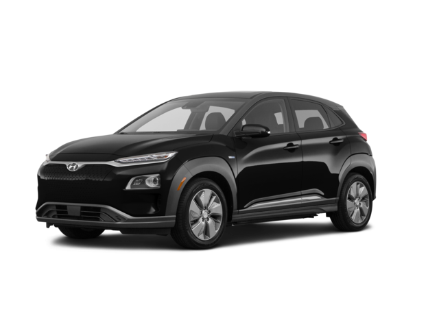 2021 Hyundai Kona Electric SEL, front three-quarter view, paint 1 of 8