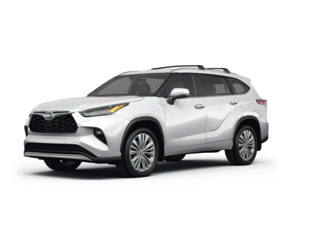 2023 Toyota Highlander Platinum, front three-quarter view, paint 1 of 8