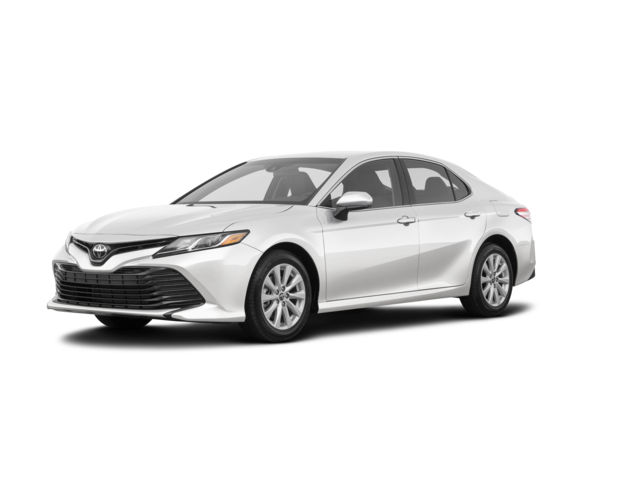 2018 Toyota Camry LE, front three-quarter view, paint 1 of 8